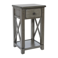 OSP Home Furnishings HSB08-WGR Hillsboro Side Table in Grey Wash Finish